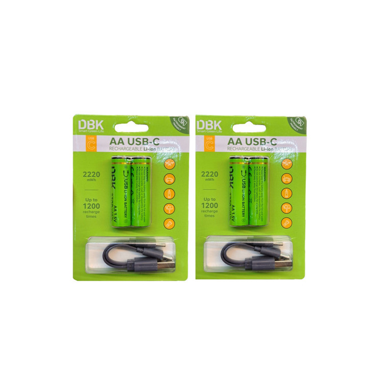 باتری قلمی و نیم قلمی قابل شارژ دی بی کی مدل USB-C LI-ION بسته 4 عددی