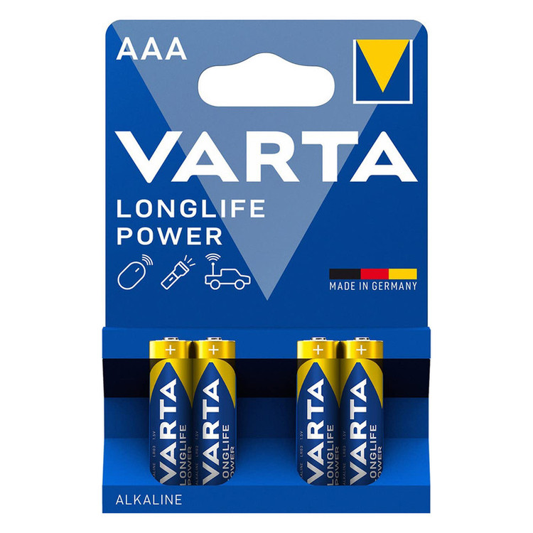باتری نیم قلمی وارتا مدل LONG LIFE POWER بسته 4 عددی