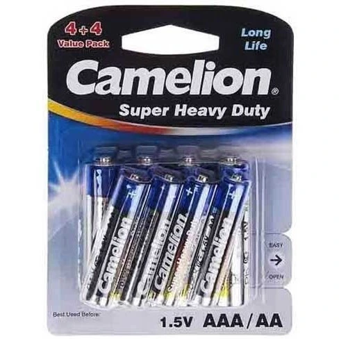 باتری قلمی و نیم قلمی کملیون مدل Super Heavy Duty بسته 8 عددی