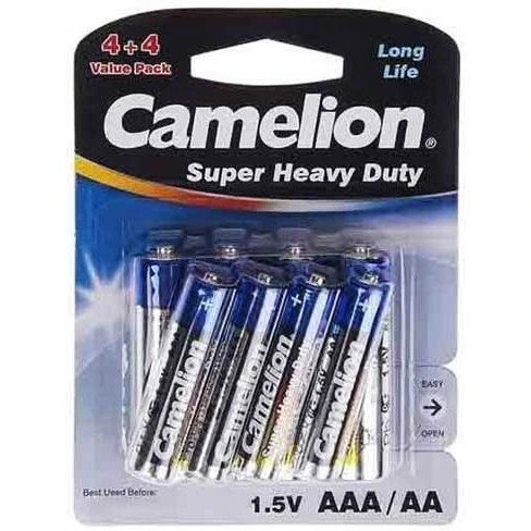 باتری قلمی و نیم قلمی کملیون مدل Super Heavy Duty بسته 8 عددی
