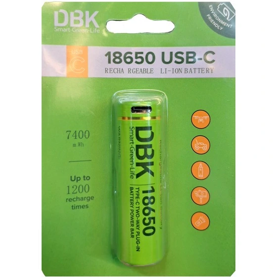 باتری لیتیومی قابل شارژ دی بی کی مدل 18650 USB-C