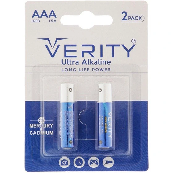 باتری نیم قلمی وریتی مدل Ultra Alkaline بسته ۲ عددی