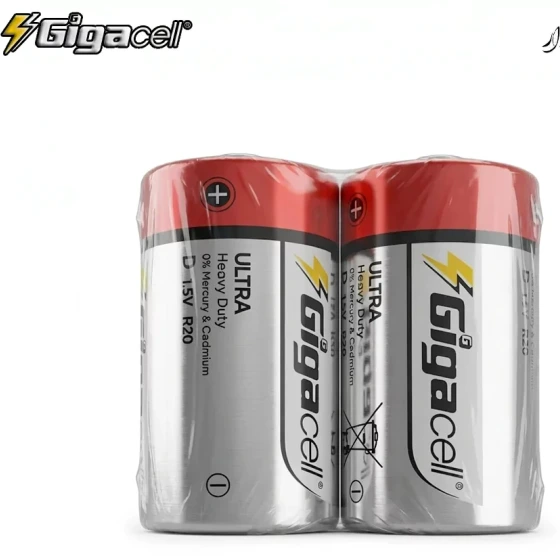باتری گیگاسل (Gigacell) سایز D مدل Ultra Heavy Duty بسته ۲ عددی