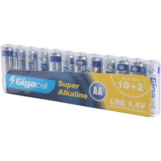 باتری قلمی 12 عددی شیرینگ سوپر الكالاین گیگاسل مدل Gigacell Super Alkaline LR03 1.5V AA