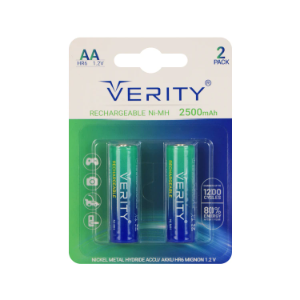 باتری قلمی شارژی وریتی (Verity) مدل HR6 – ظرفیت 2500 میلی‌آمپر (بسته ۲ عددی)