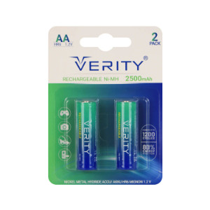 باتری قلمی شارژی وریتی (Verity) مدل HR6 – ظرفیت 2500 میلیآمپر (بسته ۲ عددی)