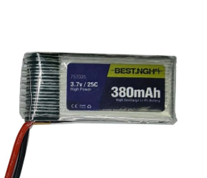 باتری لیتیوم پلیمر پروازی BEST NGH مدل 752035 – ظرفیت 380 میلی‌آمپر (3.7 ولت) سری High Power