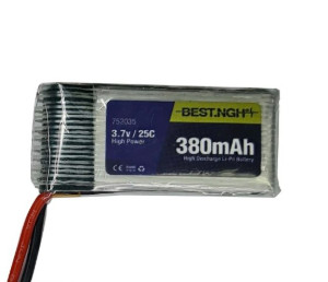 باتری لیتیوم پلیمر پروازی BEST NGH مدل 752035 – ظرفیت 380 میلیآمپر (3.7 ولت) سری High Power