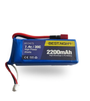 باتری لیتیوم پلیمر پروازی BEST NGH مدل 903475 – ظرفیت 2200 میلی‌آمپر (7.4 ولت) سری High Power