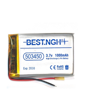 باتری لیتیوم پلیمر BEST NGH مدل 503450 – ظرفیت 1000 میلی‌آمپر (3.7 ولت)