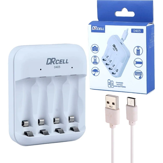 شارژر باتری 4 عددی قلم و نیم قلم DRCell D403 تایپ سی