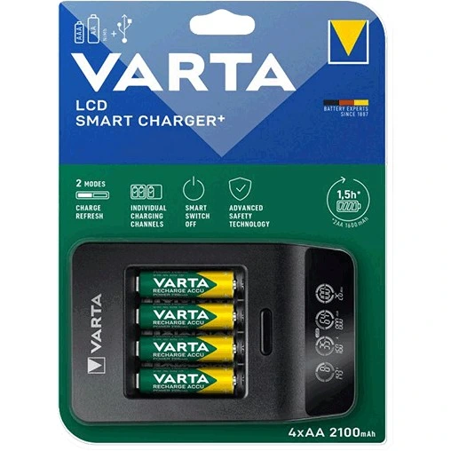 دستگاه شارژر باطري VARTA LCD SMART CHARGER 4AA 2100