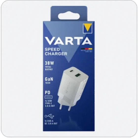 شارژر دیواری وارتا Speed Charger 38 وات GaN | پورت PD تایپ‌سی و QC