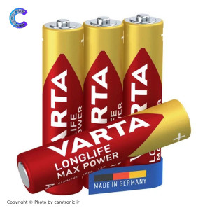 باتری نیمقلمی وارتا (Varta) مدل Longlife Max Power سایز AAA – بسته ۴ عددی (آلکالاین)
