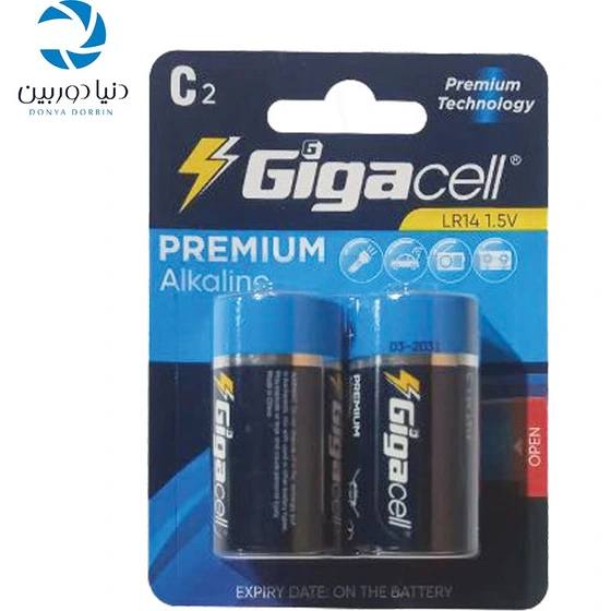 باتری سایز C متوسط گیگاسل Gigacell Premium Alkaline بسته 2 عددی